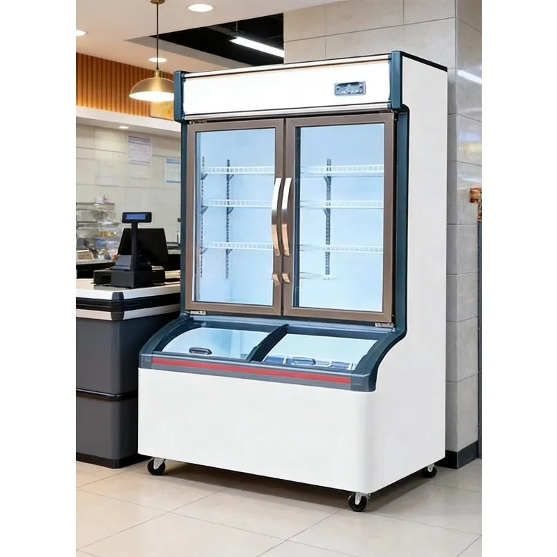 Double-Temperature Air Cooled Convenience Store Refrigerators with Customizable Logo LED Lights