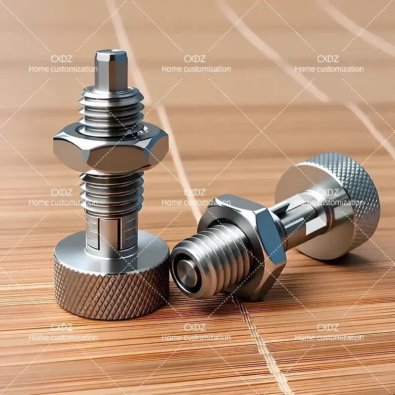 304 Stainless Steel Knurled Head Self Locking Indexing Pin Spring Insert Pin Thick Tooth Knob Plunger Positioning Column