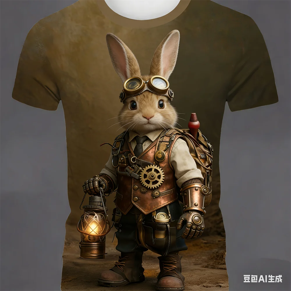 المبهر كول الحيوان المطبوعة تي شيرت رجالي ثلاثية الأبعاد لطيف القط نمط الرجال الملابس الترفيه موضة مضحك طاقم الرقبة قصيرة الأكمام بلايز