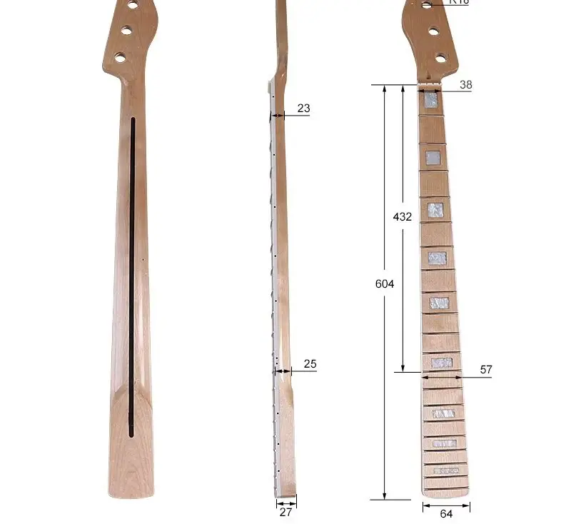 

4-String Electric Guitar Neck for Left-Handed Players Canadian Maple Lightweight DIY Modification Instrument Accessory