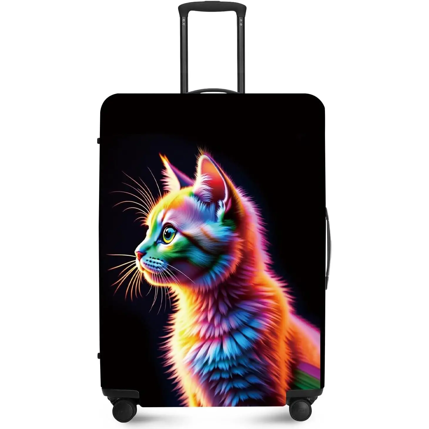 

Красочный чехол для багажа с изображением кота, защита для чемодана, чехол для чемодана, устойчивый к царапинам, эластичный чехол для сумки, моющийся, прочный полиэстер