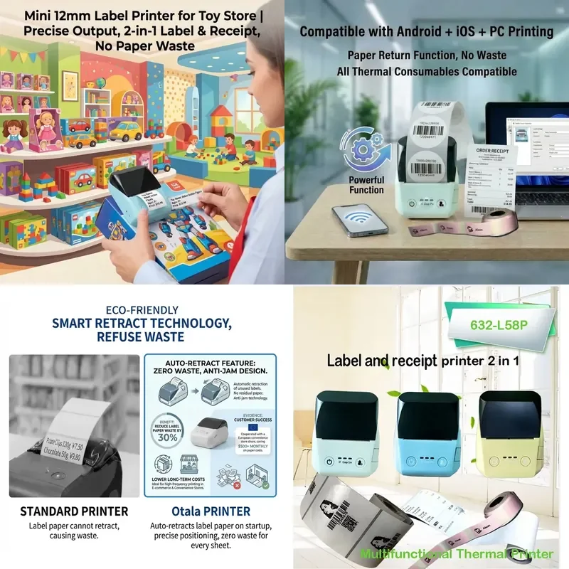 58mm Mini Receipt Invoice Thermal Portable Sticker Pos Barcode Printer for Convenience Store Station Department Store Use