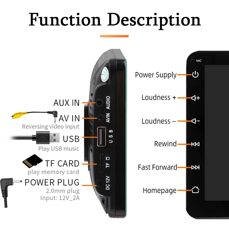 Hippcron 7inch Car Radio Multimedia Video Player Portable Stereo Wireless Carplay Android Auto For Universal 12-24V Autoradio image 6