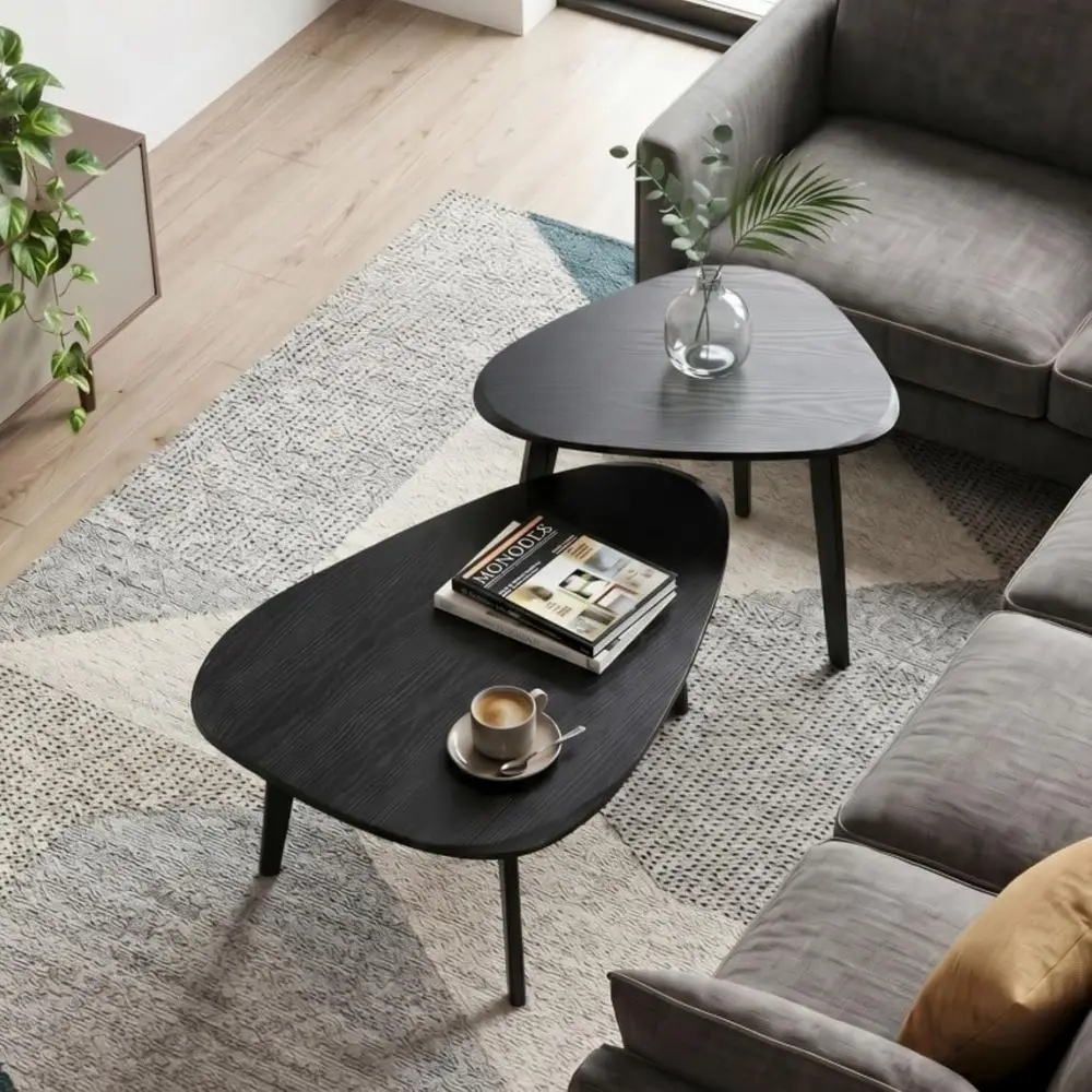 Nesting Coee Tale t o 2-Century ern Coee Tale | Guitar Pick Stacking Tales with Solid Wood Legs,Small Coee Tales or Small spaces