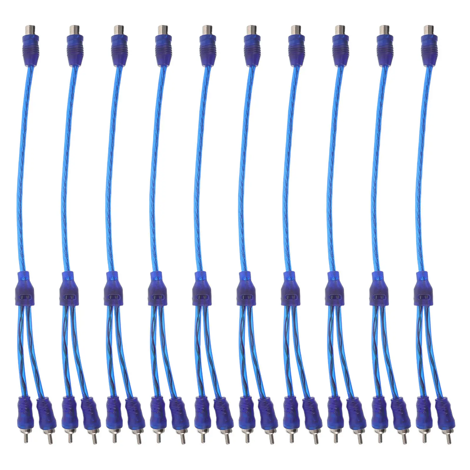 10Pcs Rca Splitter for Soundbar Subwoofer 1 Male 2 Female Y Cable 1Ft Gold-Plated Connector for Amplifier Speaker Audio Sync