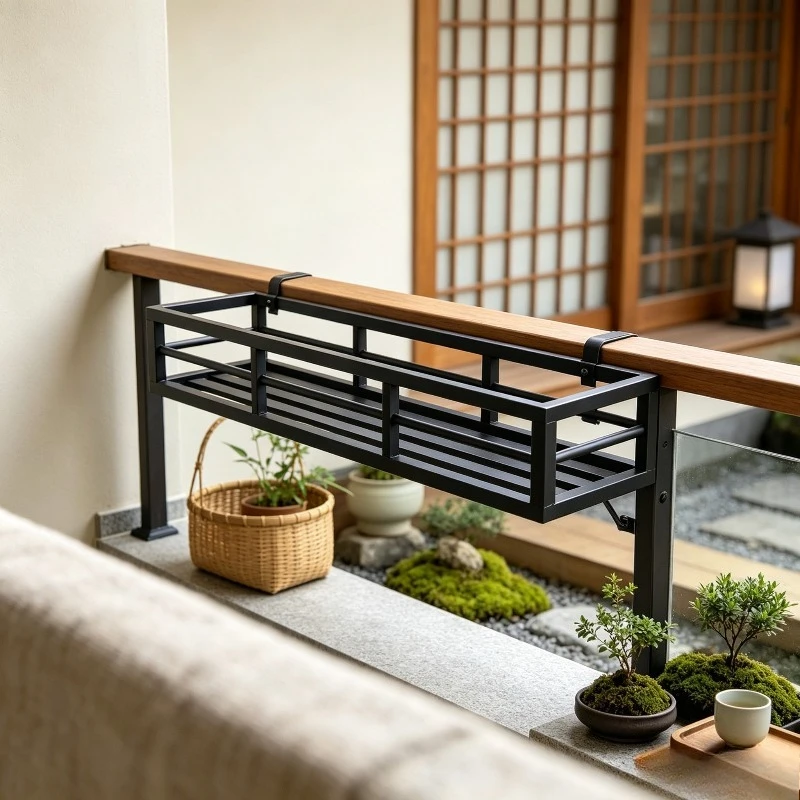 Black Stainless Steel Wall Planter Rack, Balcony Railing Flower Pot Holder Bracket, Window Hanging Shelf Organizer for Plants.