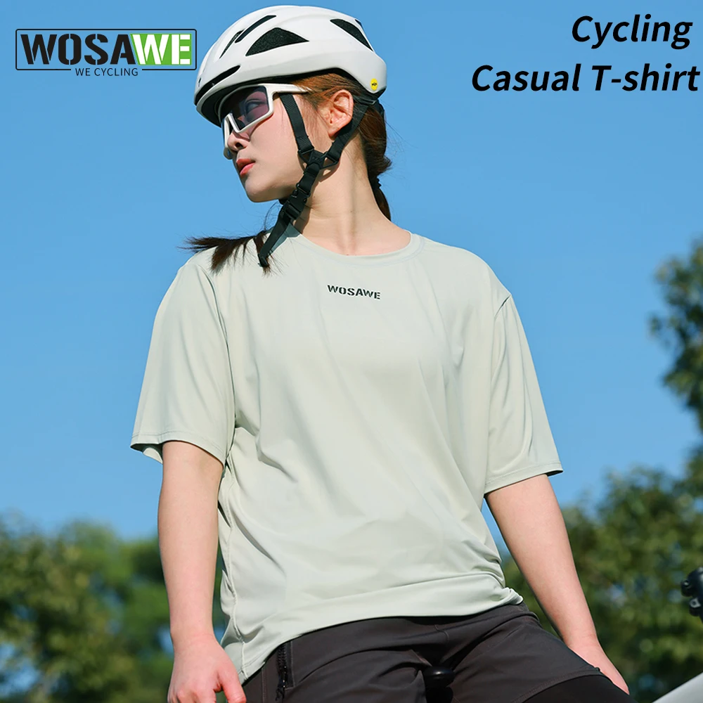 

WOSAWE New Summer Cycling T Shirt Men Women Casual Short Sleeve Jersey Jogging Running Loose Tops Quick Dry Shirts 3 Pockets