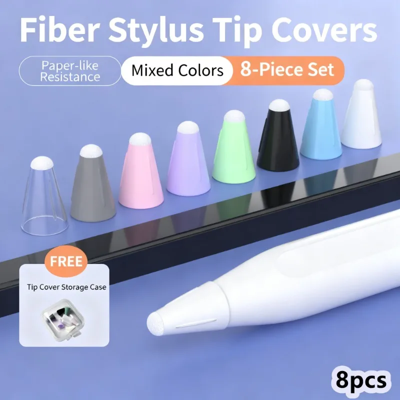 

8pcs New Mute Silicone Replacement Tip Case Nib Cover Skin For Apple Pencil pro 1/2 USC-C Stylus Touchscreen Pen Nib Protector