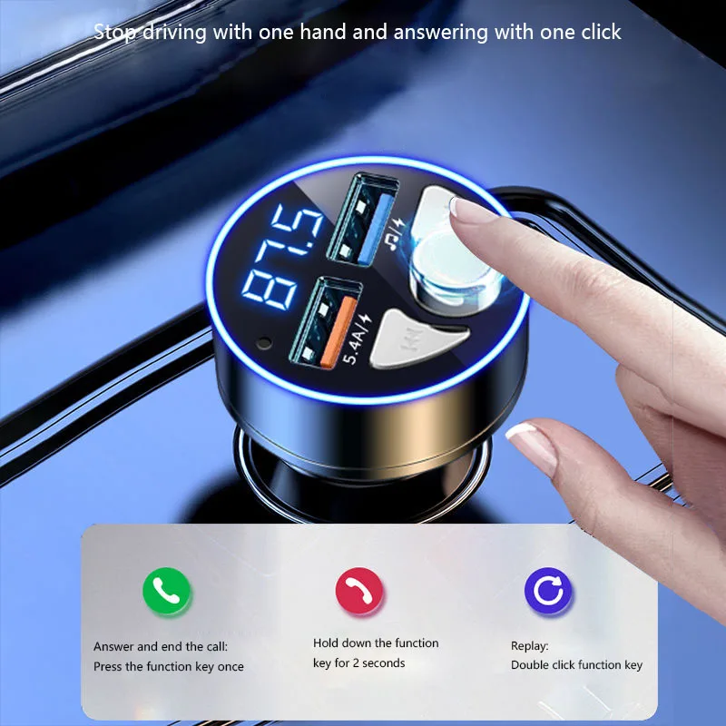 Nuokaiqi Car MP3 Player Car Bluetooth Receiver Mobile Phone Navigation Call Car Charger Flash Charging Car Universal