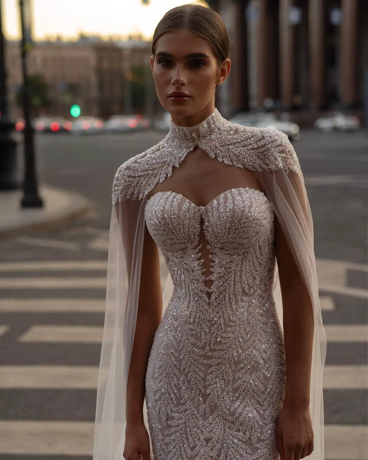 Vestidos de novia de moda, vestidos de novia sin tirantes con capa de lentejuelas, vestidos de novia hechos a medida