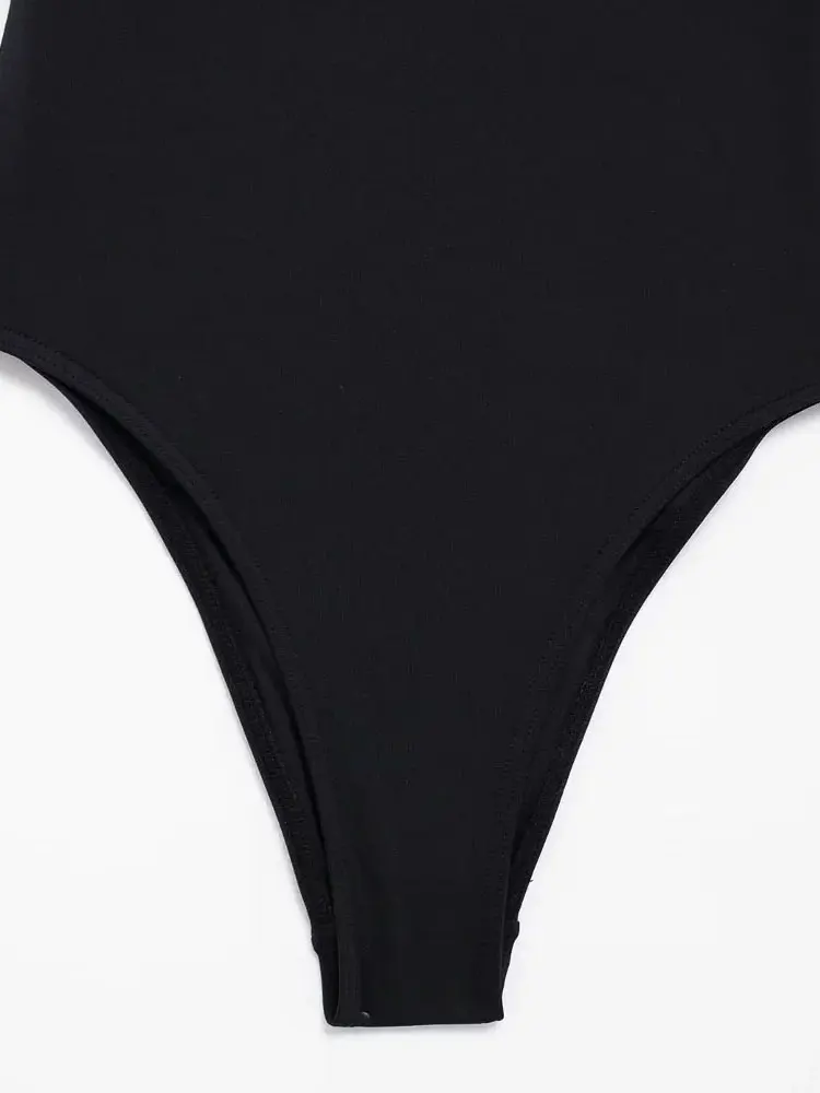 Strapless Bodysuits with Metal Appliques for Women, Straight Neck, Skinny Playsuits, Sexy Fashion