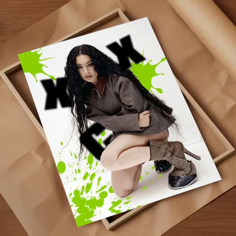 Singer C-Charli XCX BRAT Poster Print Canvas Art Pictures Home for Living Room and Bedroom Wall Modern Decor Frameless Painting