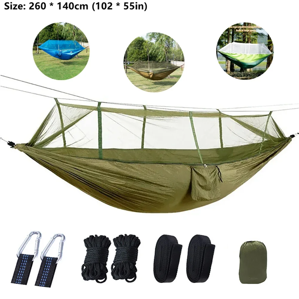 Hamacas portátiles con mosquitera doble para acampar al aire libre, ocio, jardín, viajes, turismo, naturaleza, caminata, hamaca colgante para dormir, columpio