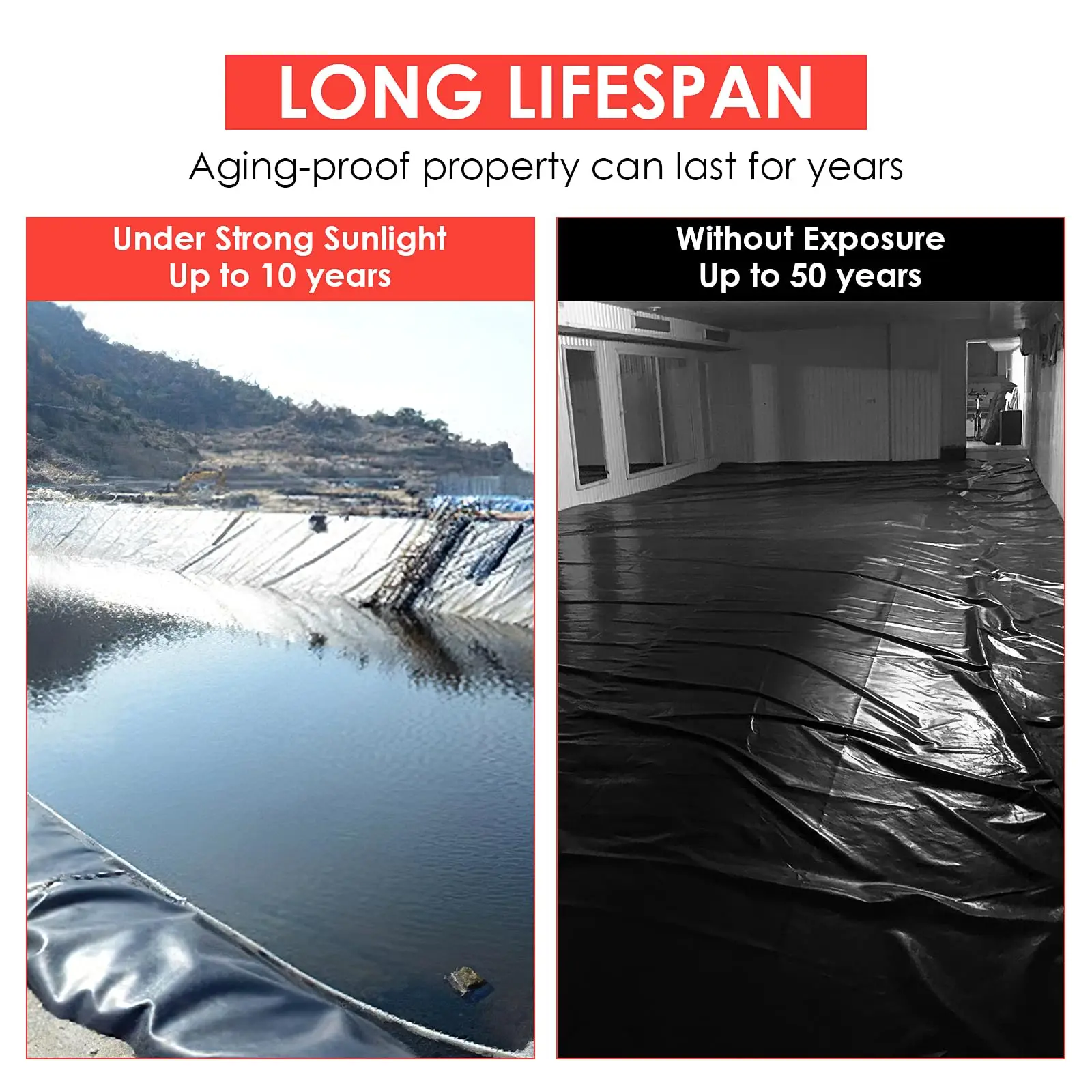 10x15 ft Pond Liner, 45 Mil Thickness, Pliable & Durable EPDM Material, Easy Cutting & UV Resistant, for Fish or Koi, Features