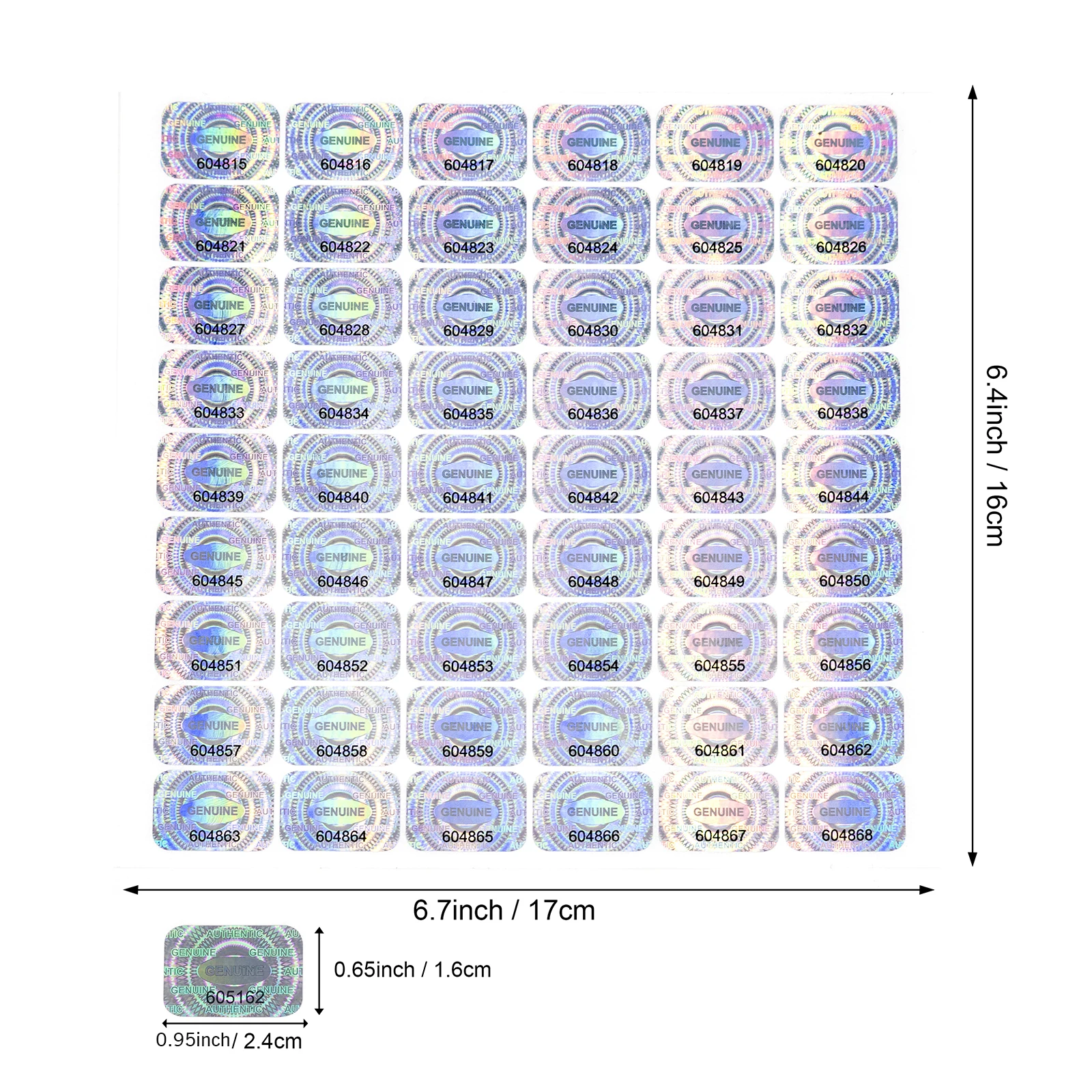 300/600Pcs 24Mm X 16Mm, Tamper Proof Holografische Stickers, void Verzegelde Beveiliging Labels, Echt Garantie Serienummer