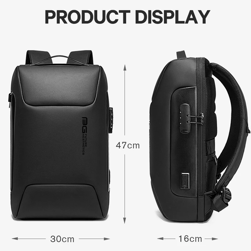 Mochila impermeável anti-roubo para homens, Mochilas escolares de luxo para laptop, Bolsa de viagem de carregamento USB, Design estético