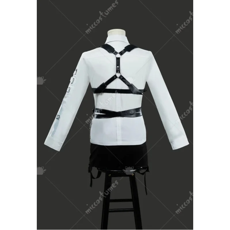 25COSMiccostumes Unisex Film Cosplay Zubehör Schwarzes Leder Body Harness Gürtel Set mit Taillenkette Handschuhe Krawatte