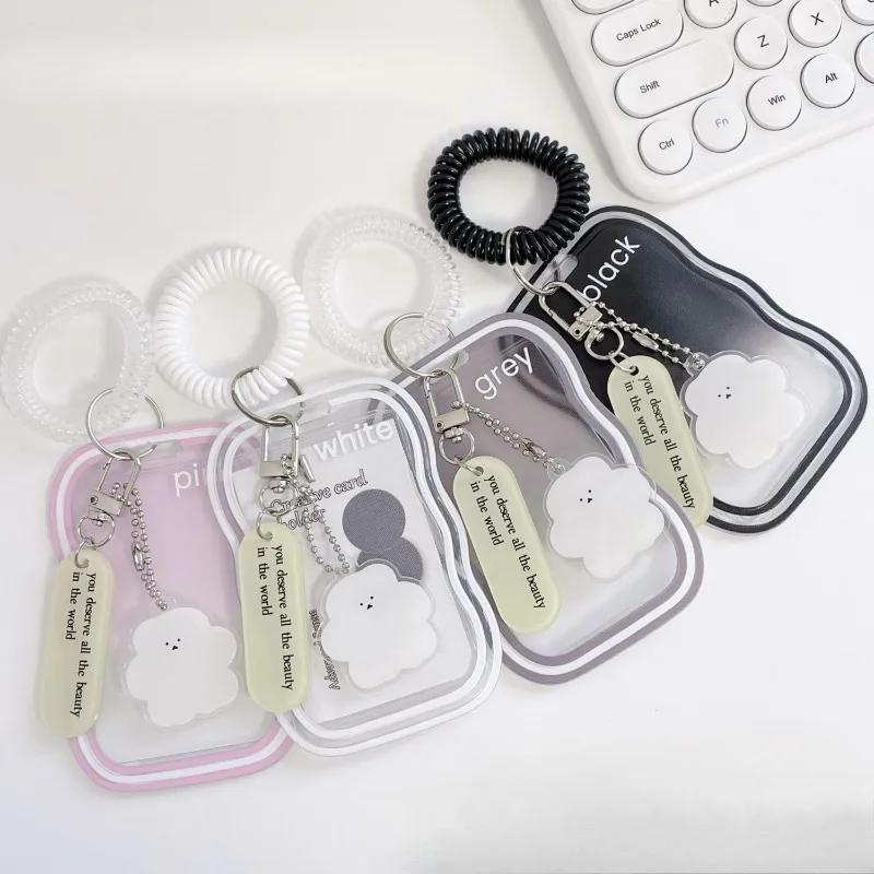Creative Design Kpop Photocard Holder Transparent Card Holder Keychain Photo Sleeves Bus Card Student Card Case Photo Protector
