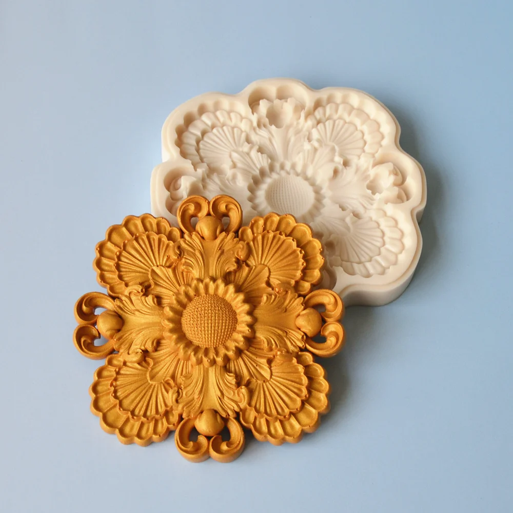 Classical Silicone Mold Relief  Decorating Tool For DIY Baking Party Cake Chocolate Fondant Moulds Lace Baroque Frame Decoration