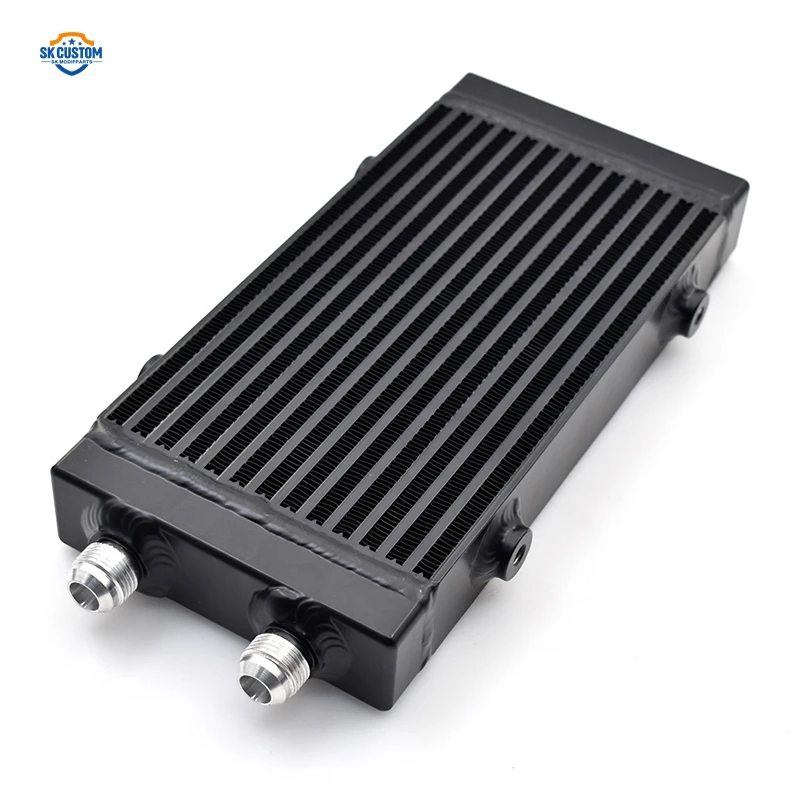유니버설 AN10 7/8-14 UNF 알루미늄 소형 듀얼 패스 바 앤 플레이트 오일 쿨러 열교환기
