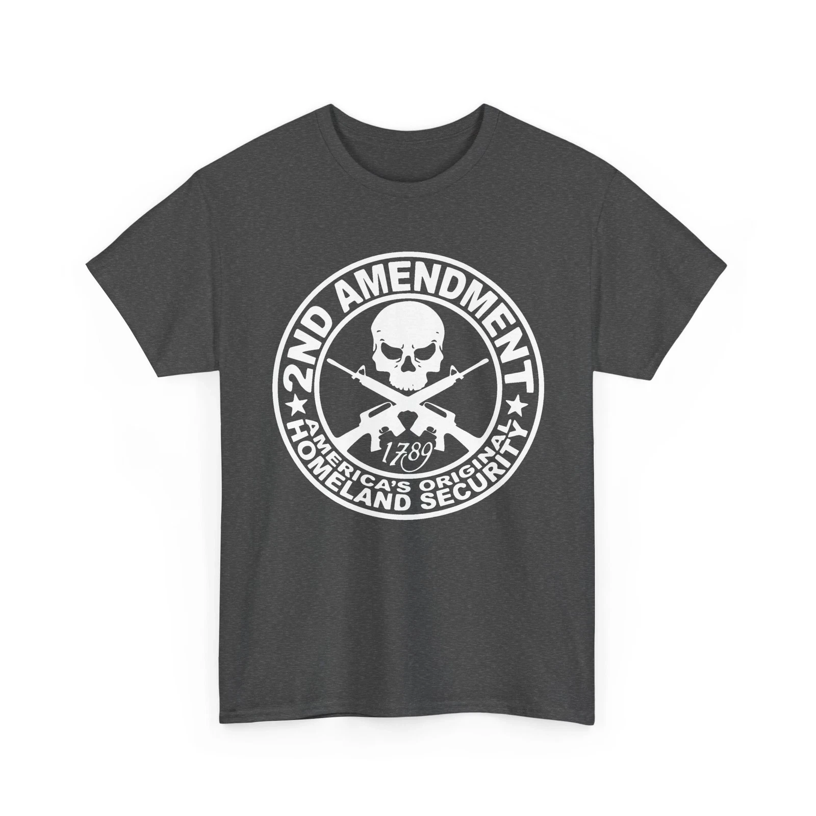2nd Amendment Skull Rifles America's Original Homeland Security Heavy Shirt Short Sleeve Men's T-shirts for Summer Unisex