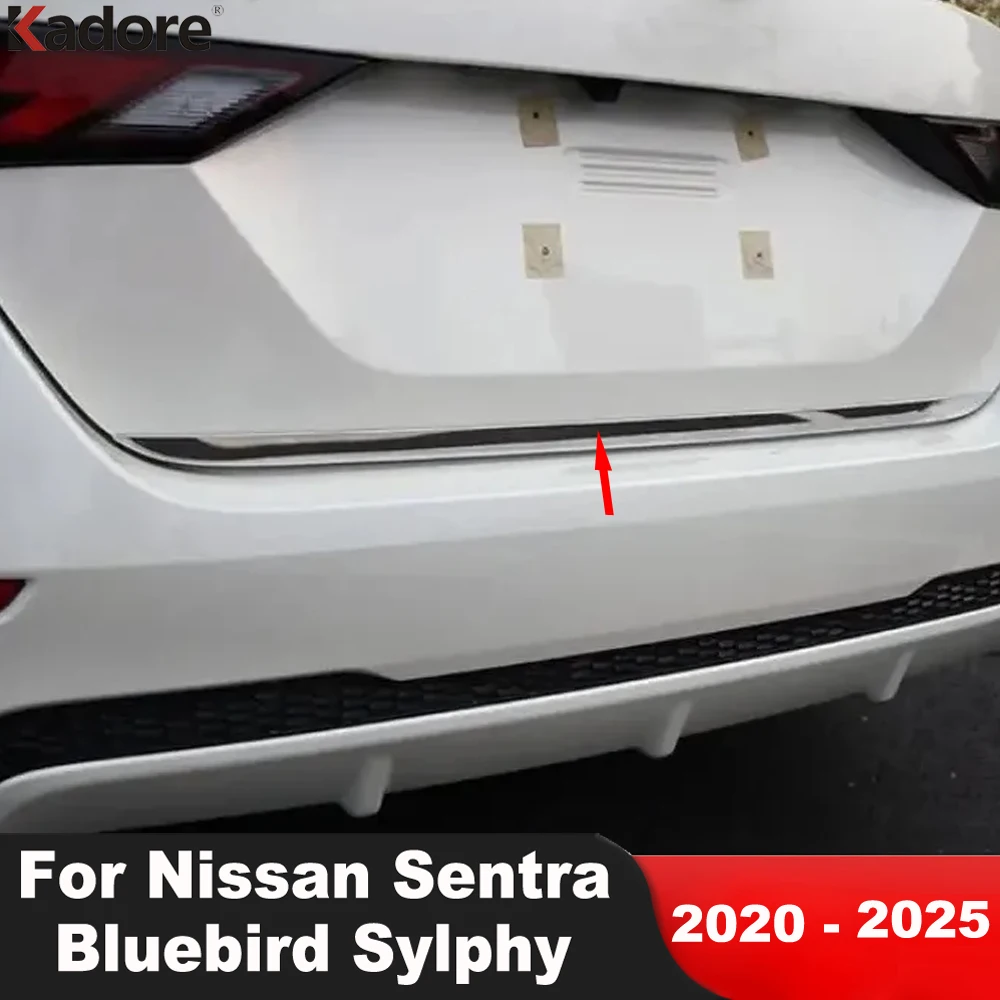 

For Nissan Sentra Bluebird Sylphy 2020-2025 Steel Car Rear Trunk Lid Cover Trim Tailgate Back Door Molding Strip Accessories