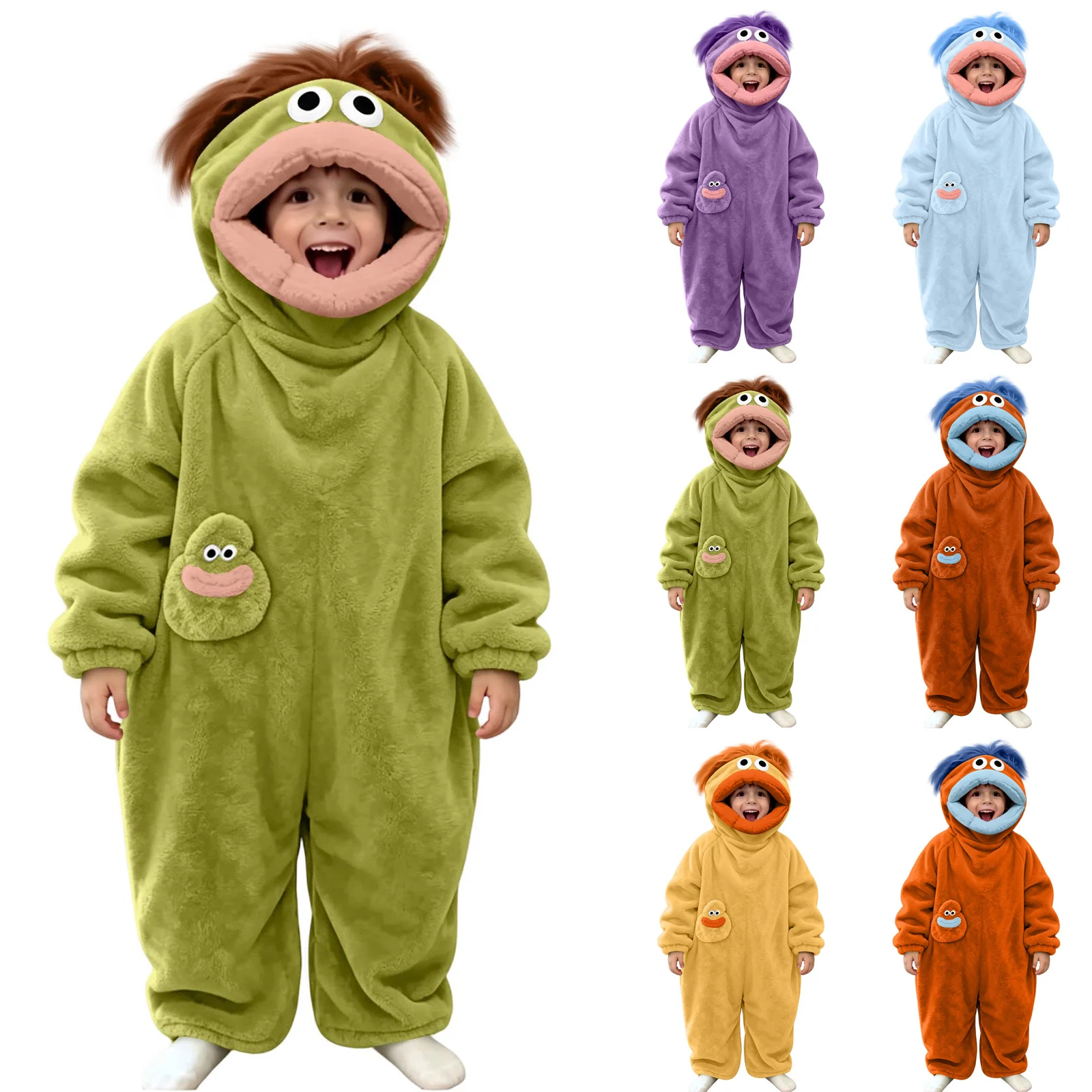Kids Cute Pajamas Winter Funny Unisex Loungewear Warm Soft One-Piece Homewear for Children Boys and Girls