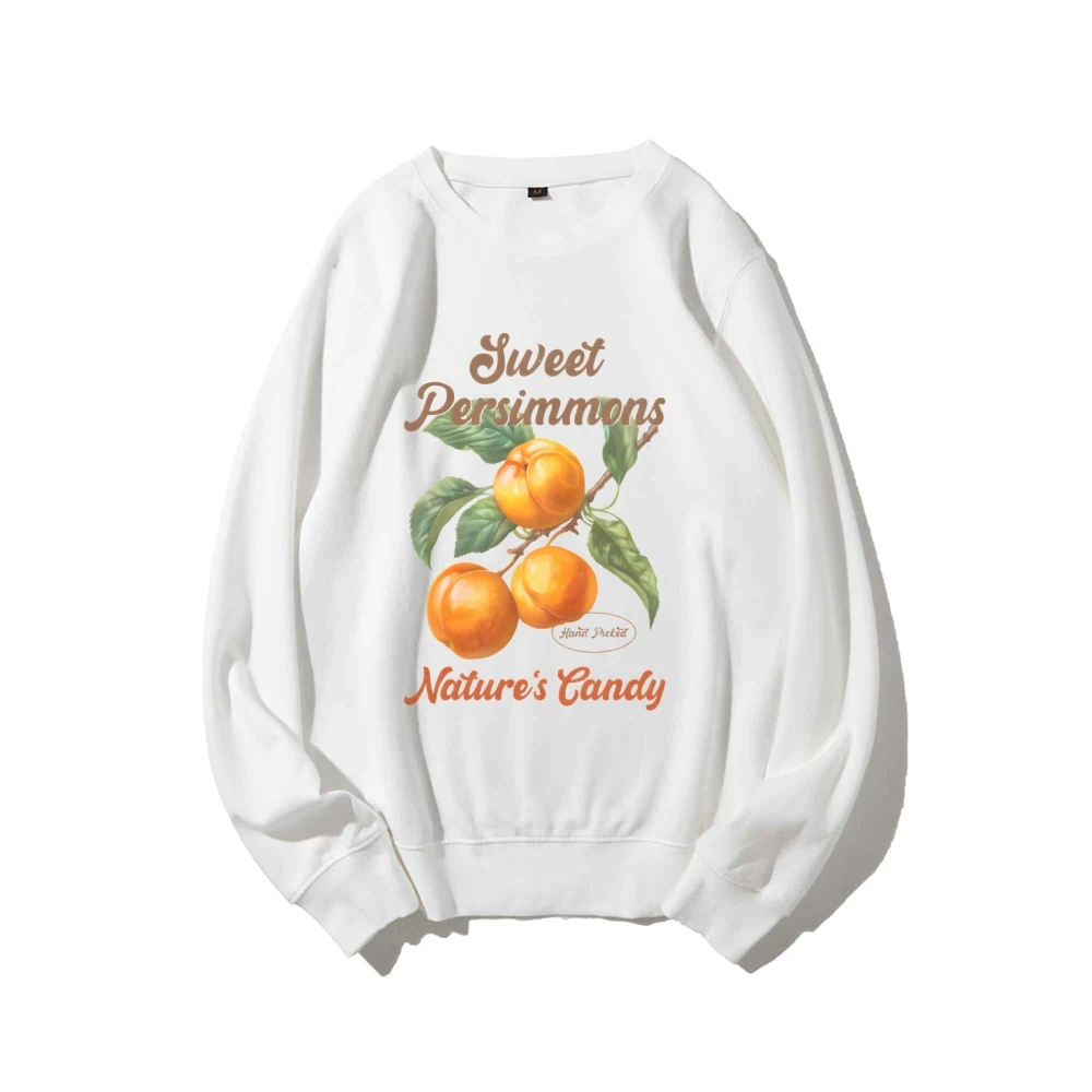 Retro vintage moletom gráfico hoodies y2k topos casual uso diário unisex versátil elegante pulôver doce persimões natureza