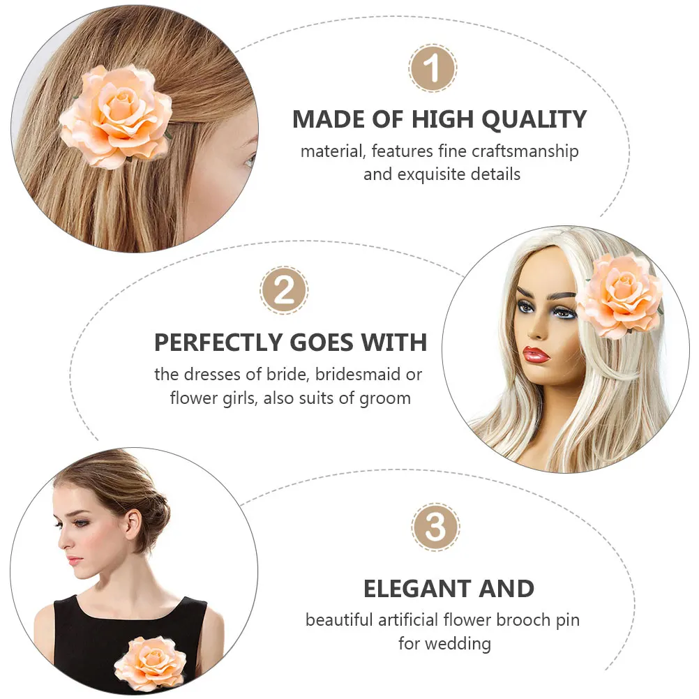 

8pcs Rose Brooch Pcs Elegant Wedding Bridal Corsage Pin Artificial Flower Bride Breastpin Dress Cloth Decoration Accessories