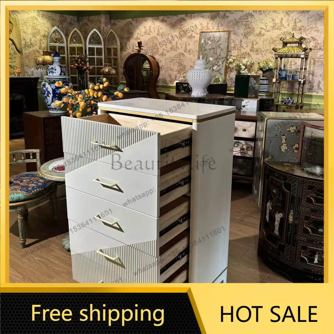 LD Italian light luxury chest of drawers modern living room storage side cabinet