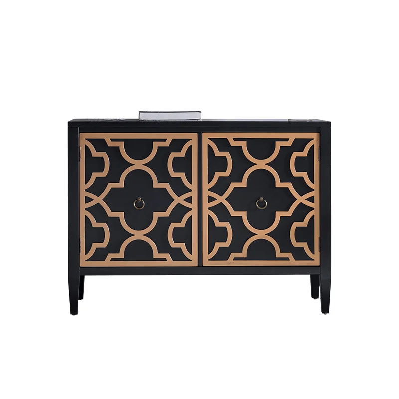 

American light luxury solid wood decorative cabinet European living room storage side cabinet foyer floor cabinet entrance