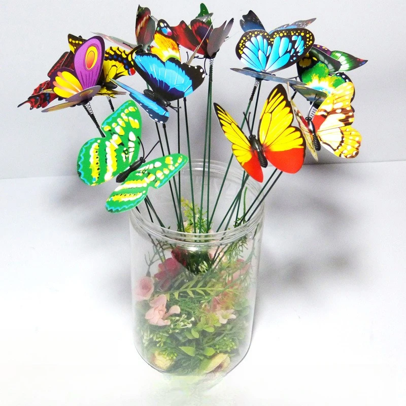 

5/10Pcs Waterproof Butterfly Garden Yard Planter Butterfly Flower Arrangement Decoration Creative Floral Pole Color Random