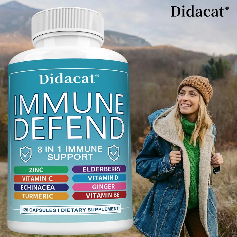 

8-in-1 Immune Support Capsules - Provides Antioxidant Support, Helps Boost Immune Function, Replenishes Energy, Non-GMO