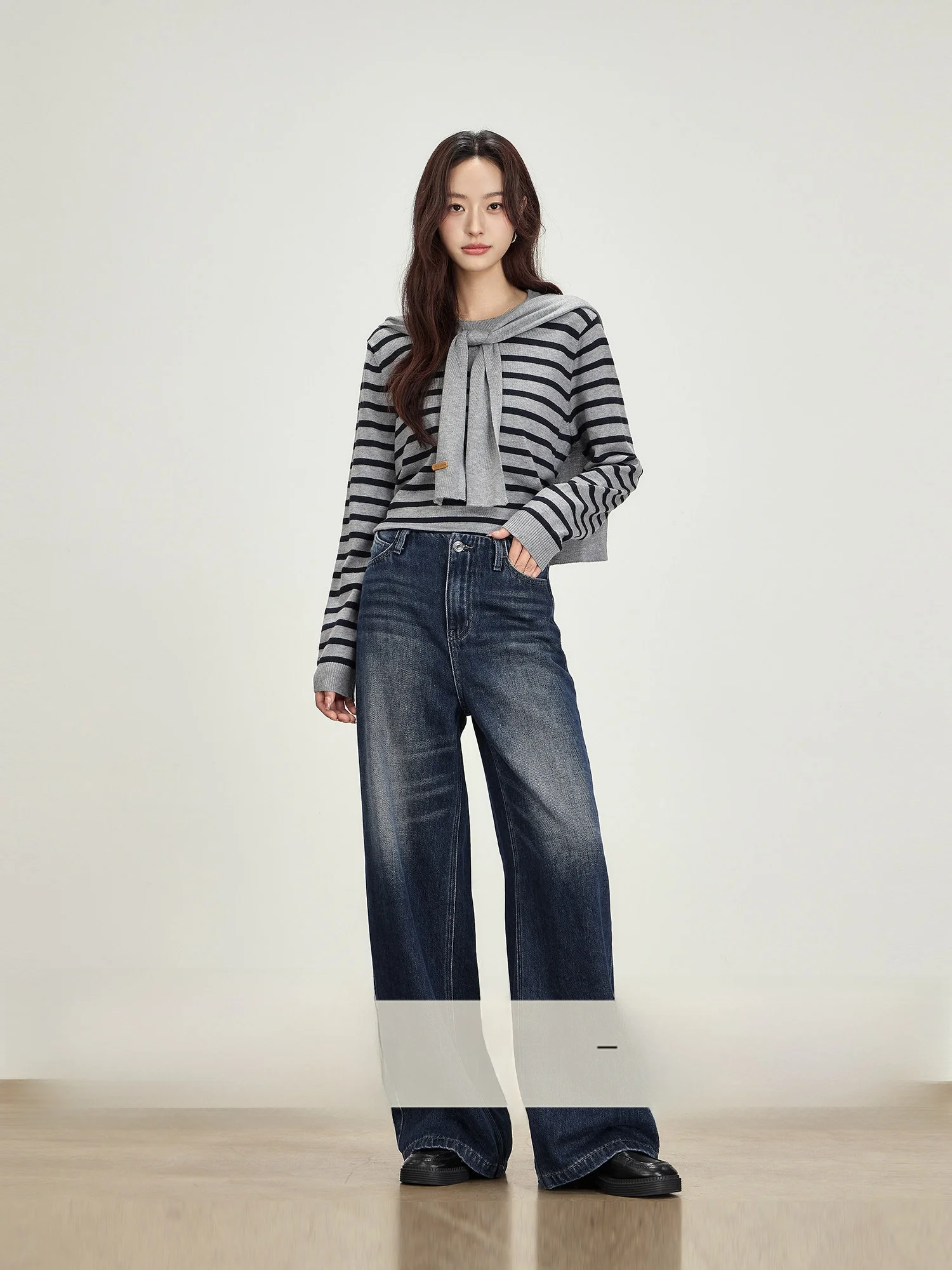 

Loose Wide Leg Blue Jeans High Waist Women's Spring Casual Sle Cotton Denim Trousers Comfortable Wear Resistant