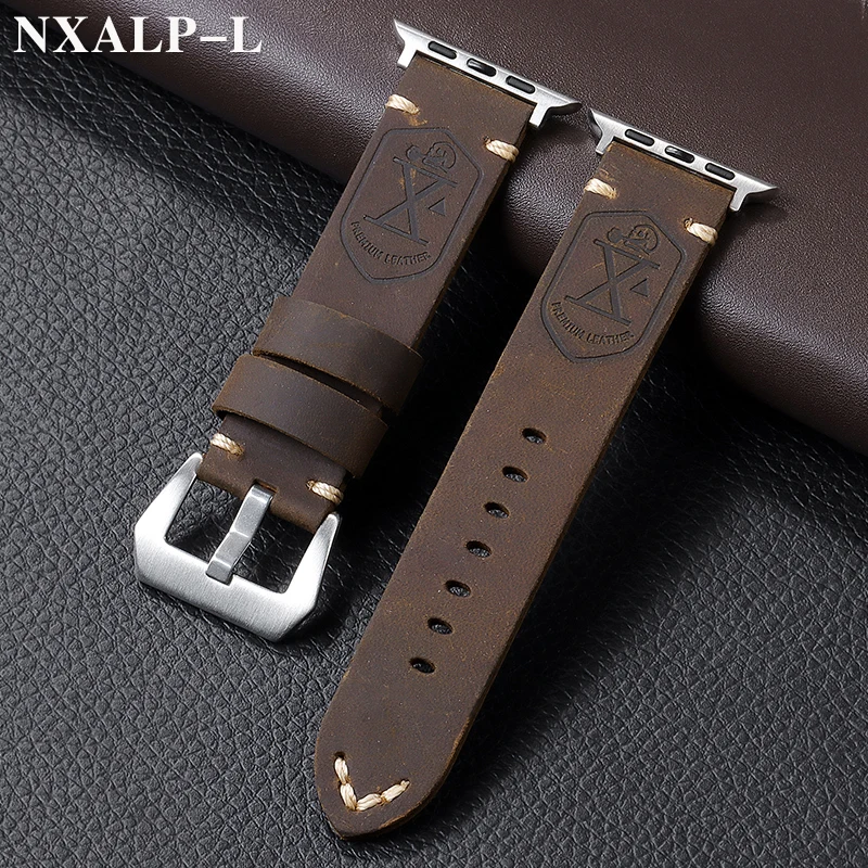 اليدوية جلد البقر حزام ساعة اليد ل سوار ساعة يد آبل Ultra2 49 مللي متر 44 مللي متر 45 مللي متر الجلود سوار ل Iwatch 9 8 7 6 5 SE 40 مللي متر 41 مللي متر 38 مللي متر