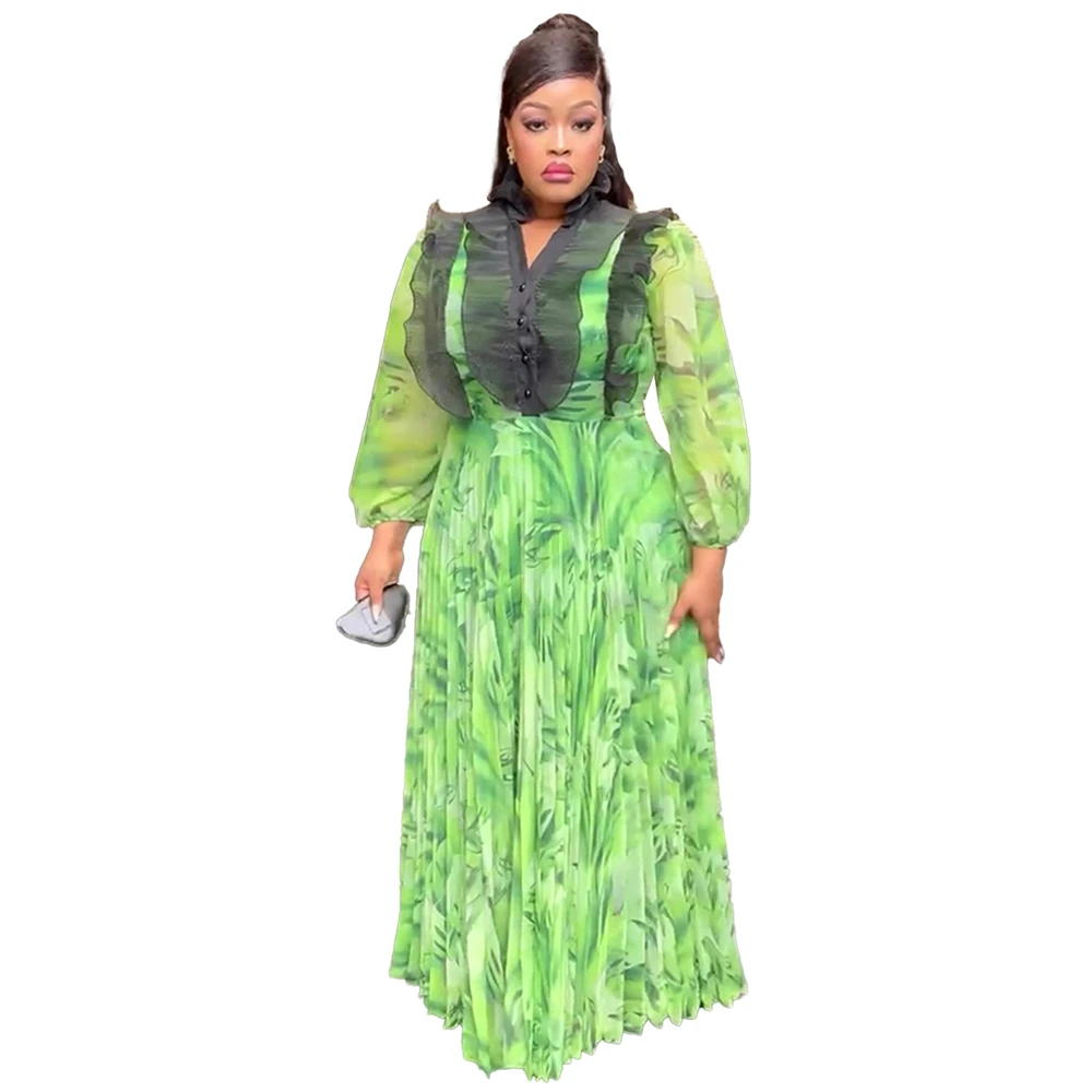 Abiti in chiffon a maniche lunghe per donna Abiti lunghi con stampa Dashiki africana Abiti da donna in stile classico Abito da sera per festa di nozze