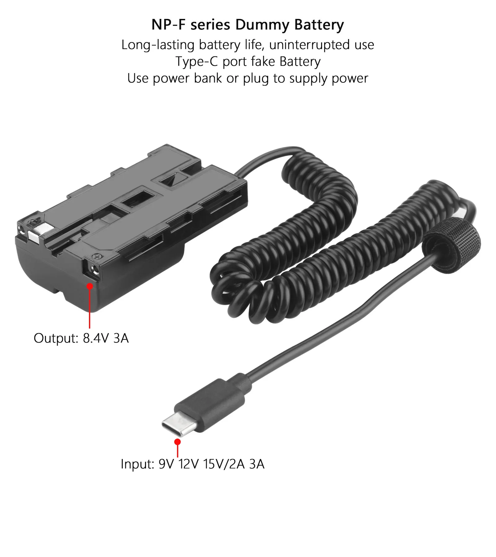 PD USB-C NP-F series Dummy Battery for Sony NP-F550/770/570 NP-F970 Power LED Light Feelworld Atomos Ninja/Shinobi Monitor