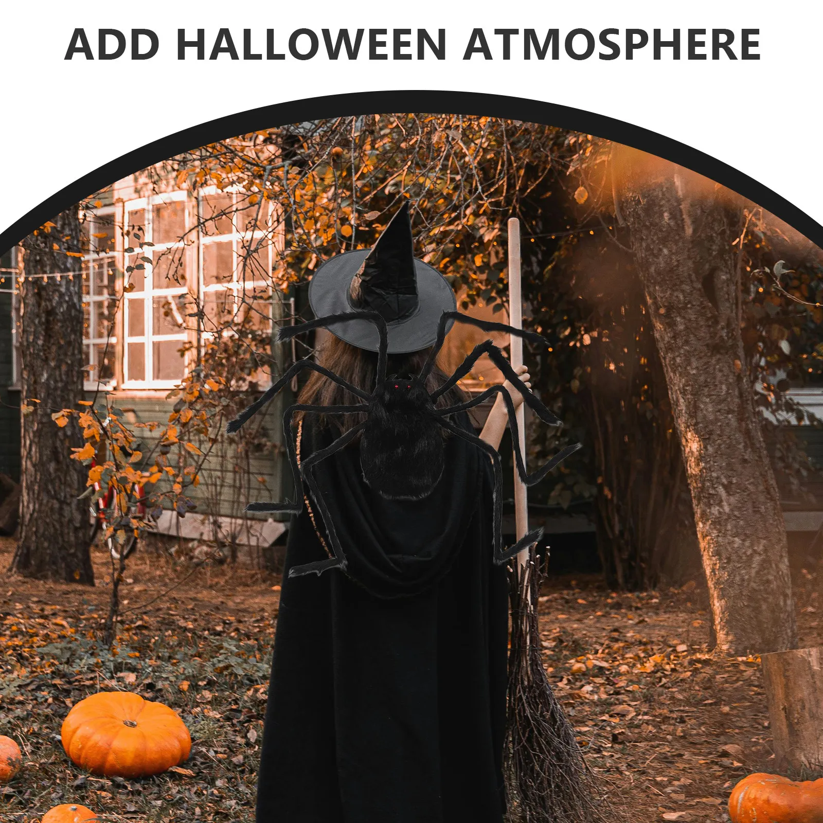 Halloween Giant Spider Costume Prop Adjustable Harness Lightweight Realistic Spider for Party Cosplay Scary Decorations Reusable