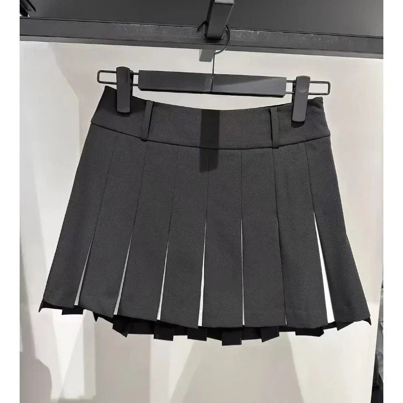 2024 New Golf Pleated Skirt Black and White Tennis Skirt