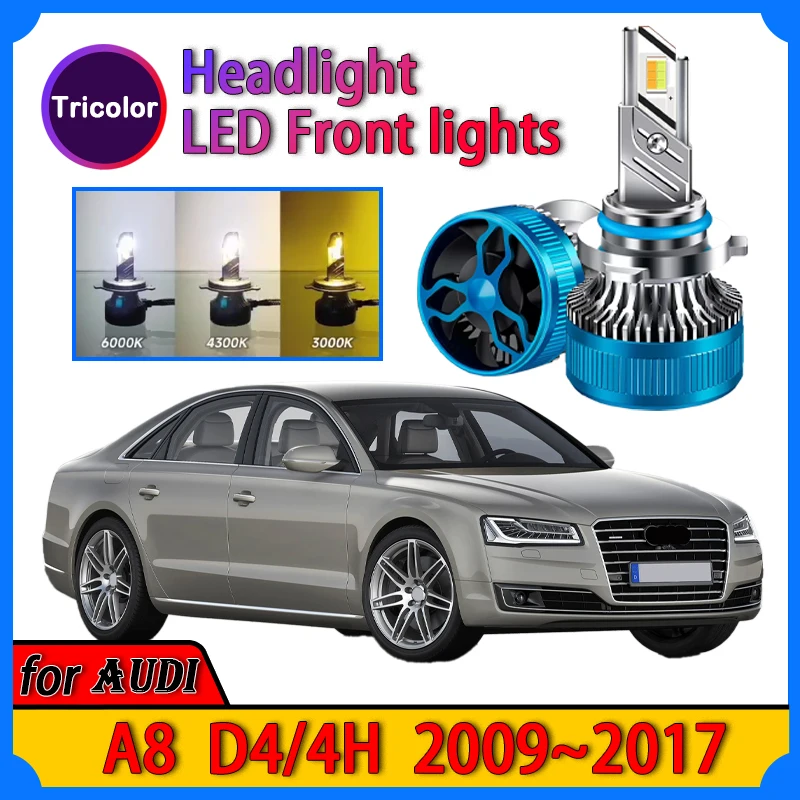 for Audi A8 D4/4H MK3 2009-2017 Plug and Play LED Headlight Modified lamp Strong white light Three-color adjustment Auto Parts