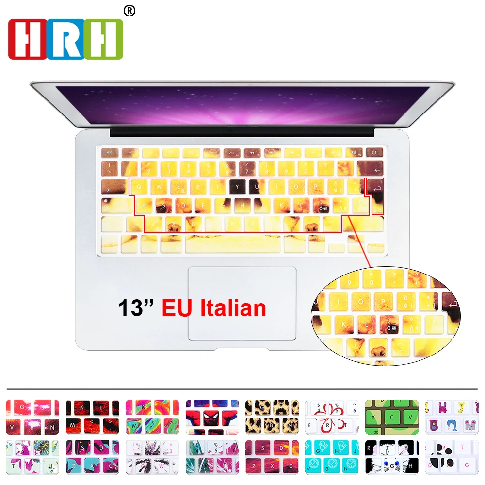 

HRH Ultra-thin Rainbow Animals EU Italian Silicone Keyboard Cover Skin Protective Film For Macbook Pro Air Retina 13" 15" 17"