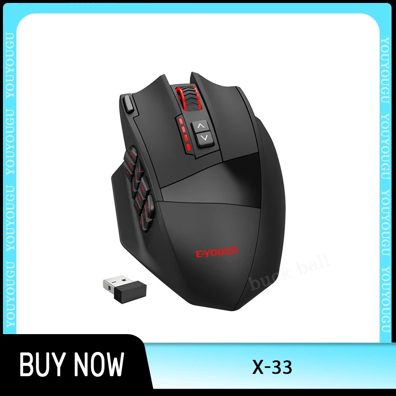 E-YOOSO X-33 Wireless Mouse RGB USB 2.4G Gaming Mouse 16000 DPI 16 Buttons Programmable game Optical mice for Computer PC Laptop