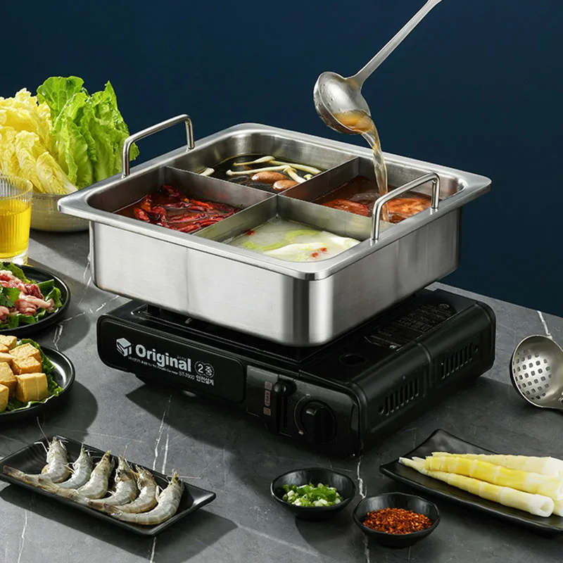 Mix Food Hot Pot Assortment Induction Cooker Grid Thickened Hot Pot Stainless Steel Lamb Home Mandarin Fondue Chinoise Cookware