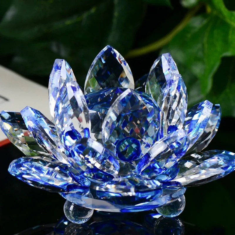 

60mm Fengshui Crystal Lotus Flower Crafts Glass Paperweight Ornaments Figurines Home Wedding Party Decor Gifts Souvenir