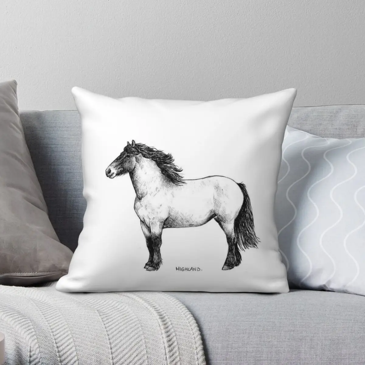 

Highland Pony Horse Pillowcase Polyester Linen Velvet Printed Zip Decor Throw Pillow Case Car Cushion Cover Wholesale