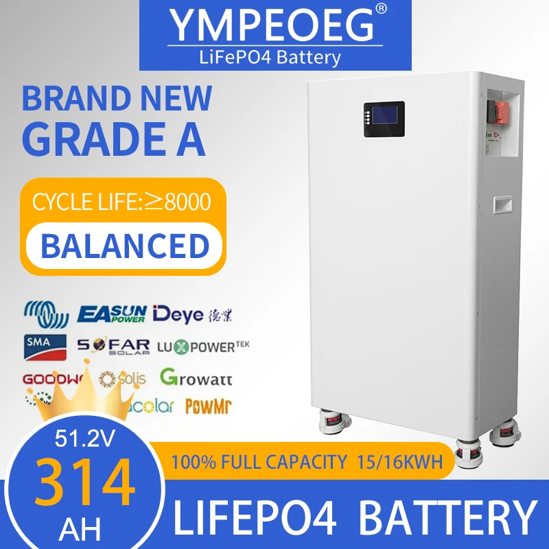 

15KWH/16KWH LiFePO4 Battery Pack Brand New Grade A 48V280Ah/314Ah 8000 Cycles 100% Full Capacity Home Energy Storage