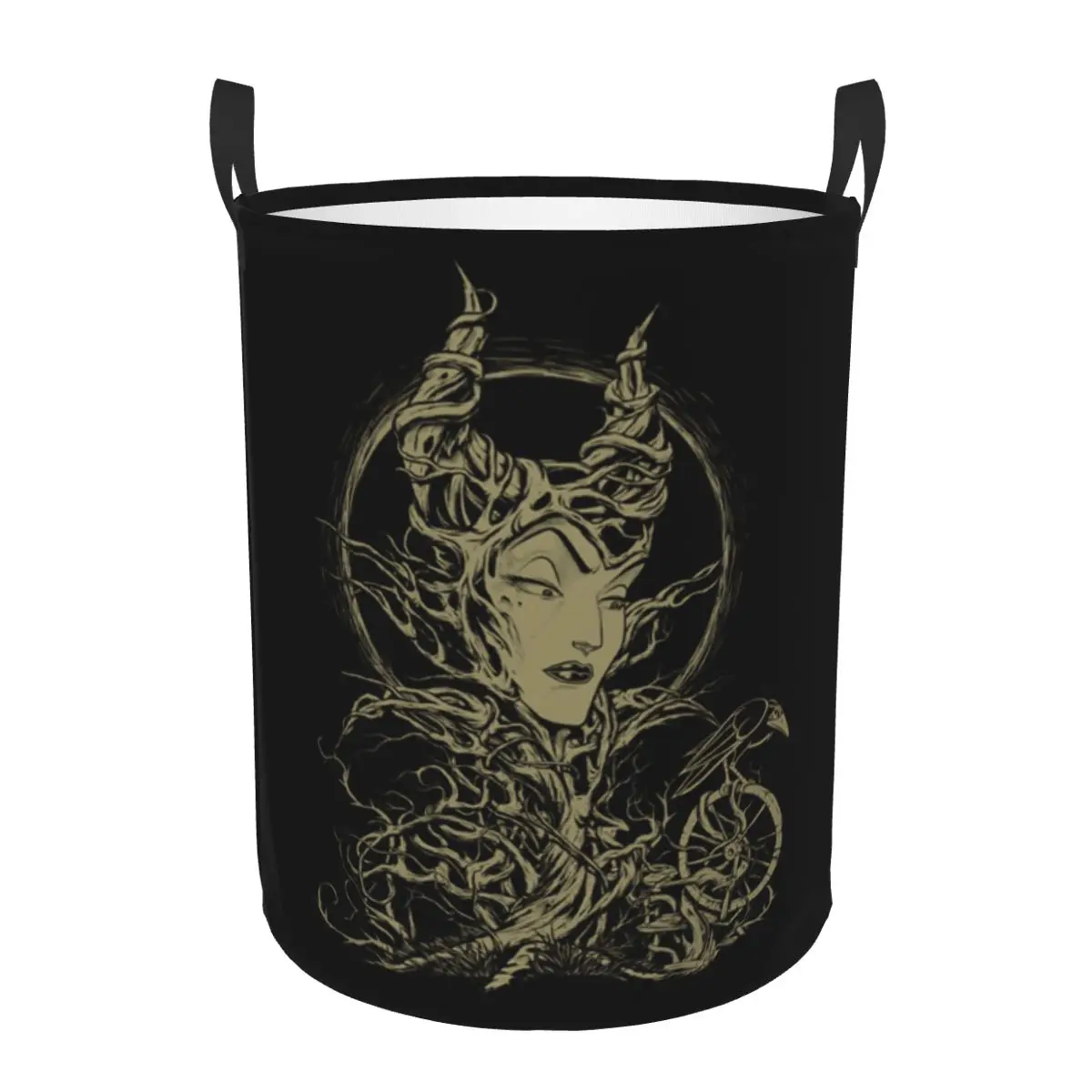 

Custom Sleeping Beauty Maleficent Crow Branches Laundry Basket Collapsible Clothing Hamper Toys Organizer Storage Bins