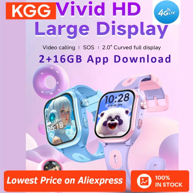 ساعة هاتف ذكي للأطفال 4G 2 + 16G GPS WIFI مكالمة فيديو APP تنزيل SOS ساعة ذكية للأطفال مراقب الموقع هدايا للأولاد والبنات