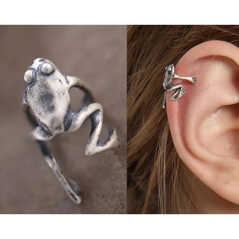 

Vintage Silver Color Metal Carving Frog Clip Earrings for Women Personalized Creativity Party Earrings Jewelry