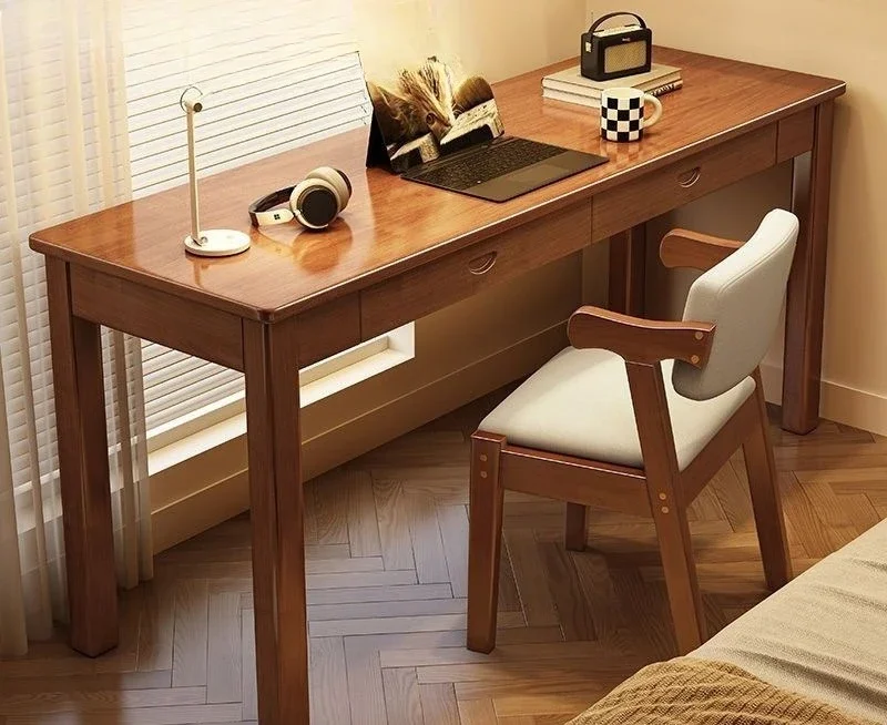 Scrivania in legno massello, scrivania per computer, casa semplice, scrivania con cassetti, banco da lavoro, scrivania
